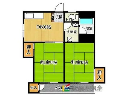 ドミール石内(2DK/3階)の間取り写真