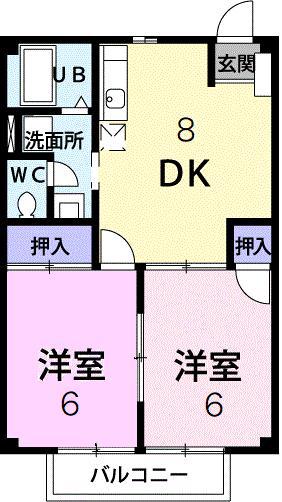 カーム植上I(2DK/1階)の間取り写真