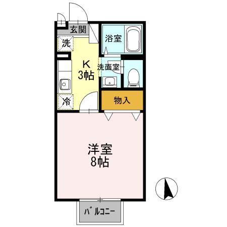 まなび野壱番館(1K/2階)の間取り写真