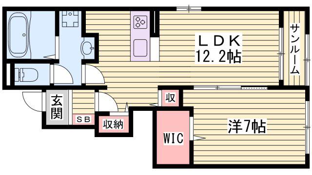 エテルネル・ボヌールII(1LDK/1階)の間取り写真