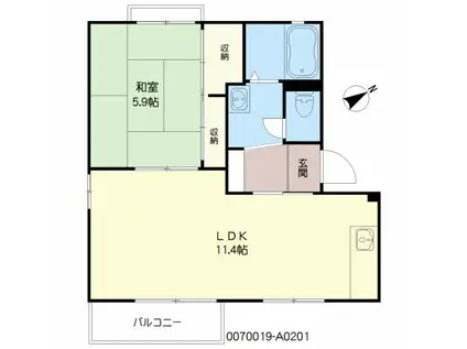 アネックス清風 A棟(1LDK/2階)の間取り写真
