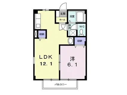サンハイツ渡辺C(1LDK/1階)の間取り写真