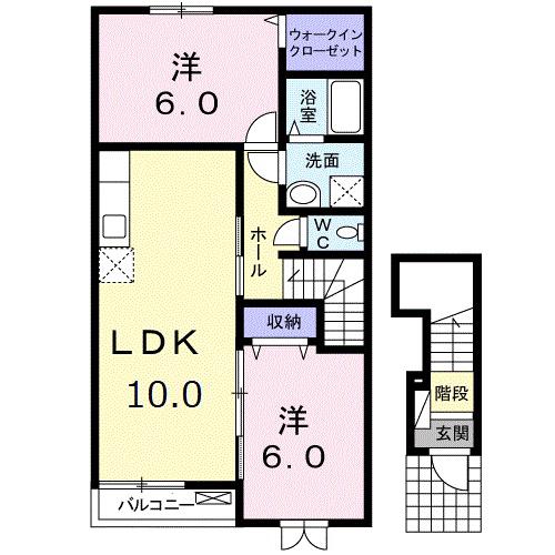 クレメント ブリーズ B(2LDK/2階)の間取り写真