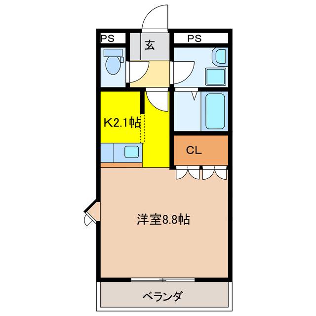 グランディール・オクダ(1K/1階)の間取り写真