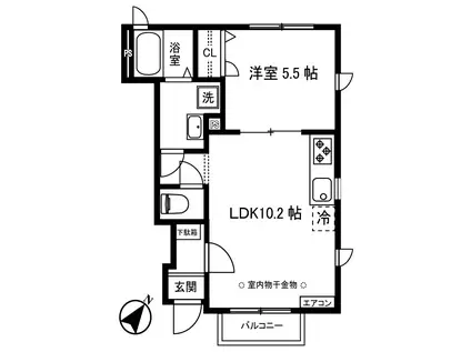 ティエドゥール(1LDK/1階)の間取り写真