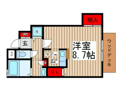 ESPOIR PIO妙典B棟(1K/1階)の間取り写真