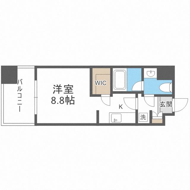 パークアクシス福岡県庁前(ワンルーム/12階)の間取り写真