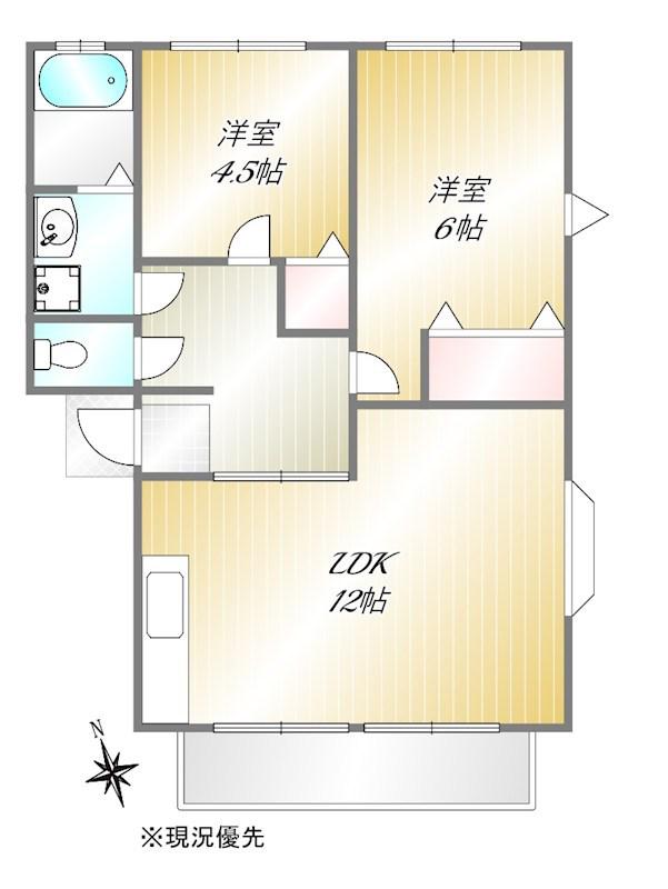 ウインディアN4(2LDK/2階)の間取り写真