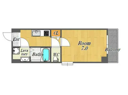 GOパレス福島(1K/4階)の間取り写真