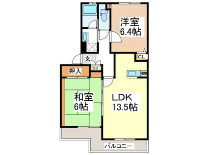 リビアン川中島(2LDK/1階)の間取り写真