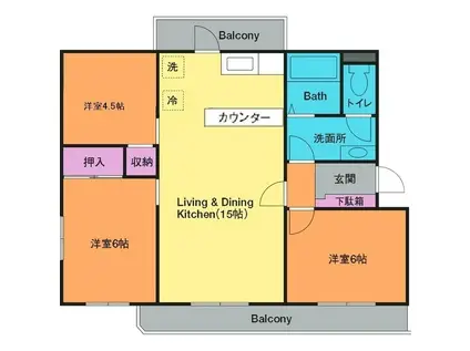 メゾン溝呂木(3LDK/2階)の間取り写真