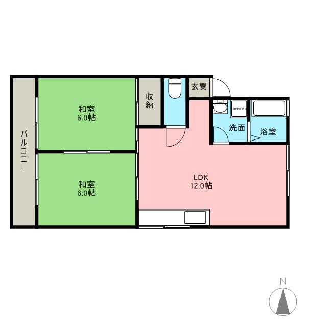 ライトハイツ(2LDK/1階)の間取り写真
