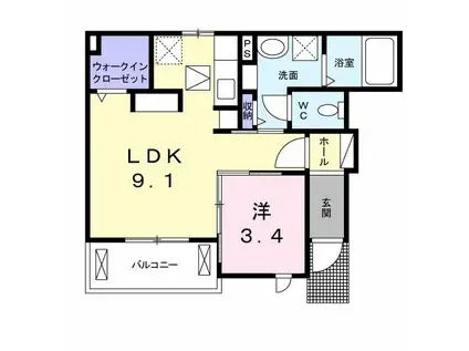 サンセール II(1LDK/1階)の間取り写真