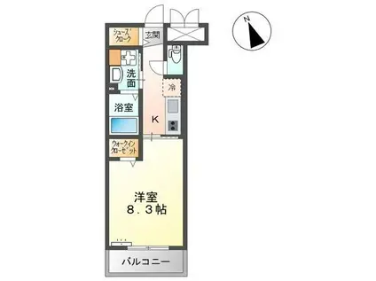 リゾーマおゆみ野(1K/2階)の間取り写真