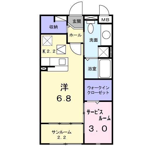 サウス・ボニートII(1SK/1階)の間取り写真