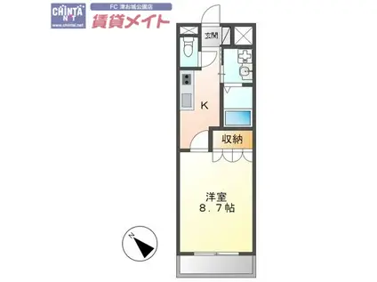 パレディオンハウス(1K/2階)の間取り写真