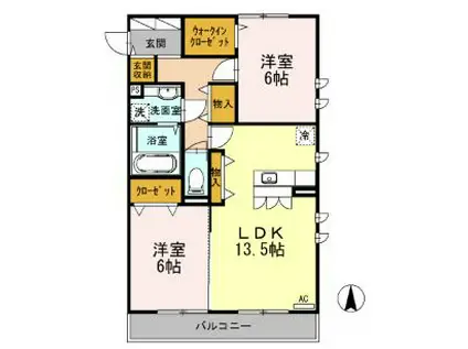 グラン レーヴI(2LDK/1階)の間取り写真