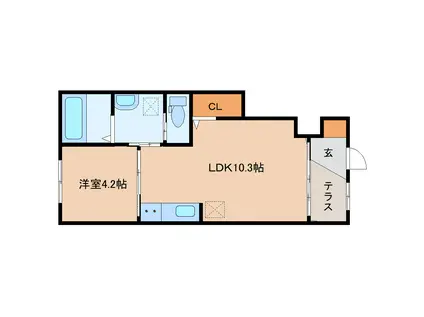 南紀寺アパート(1LDK/1階)の間取り写真