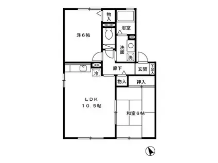 セジュール花静(2LDK/1階)の間取り写真
