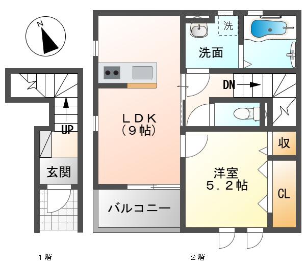 リーブルファイン領下2(1LDK/2階)の間取り写真