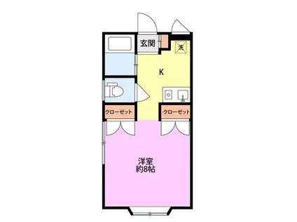 シュタットハウス中条(1K/1階)の間取り写真