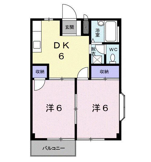 シティハイツおおすみB(2DK/2階)の間取り写真