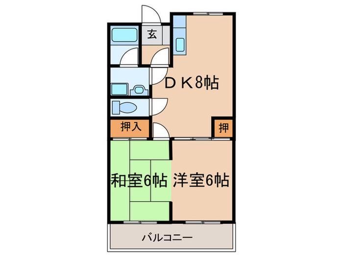 サンハウス桜井(2DK/2階)の間取り写真
