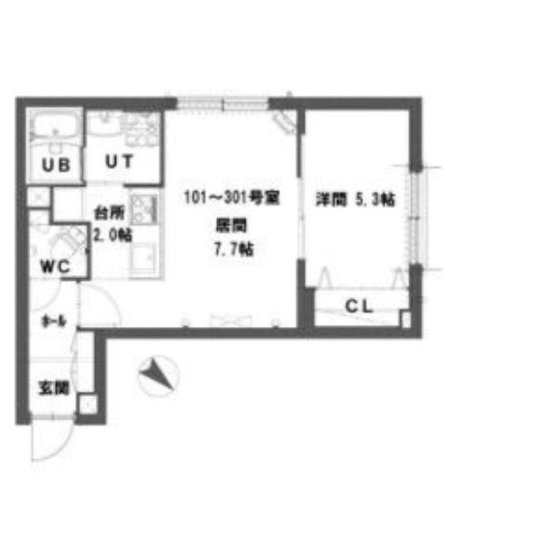 グランメール美園63(1LDK/3階)の間取り写真