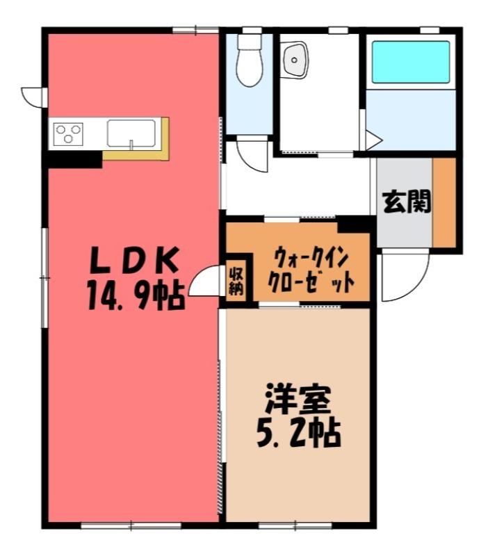 レジデンス クロルセB(1LDK/2階)の間取り写真