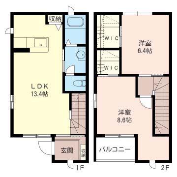レッチワース・ハイツ E(2LDK/1階)の間取り写真