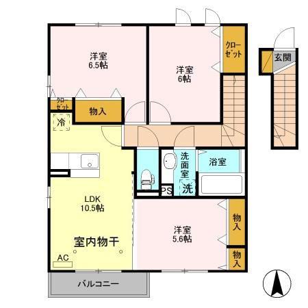 エルミタージュB(3LDK/2階)の間取り写真