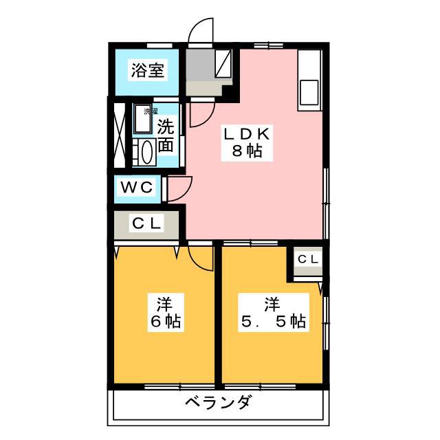 グリーンリーフI(2LDK/2階)の間取り写真
