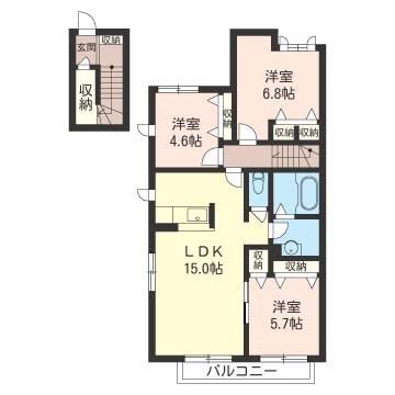 EL CIELO AZUL G(3LDK/2階)の間取り写真