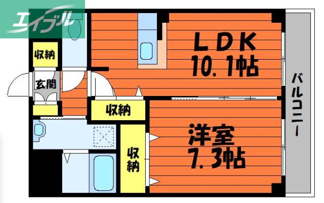 フォブール放駒(1LDK/2階)の間取り写真