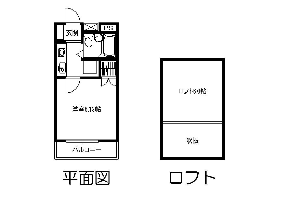 ベルアミューズB棟(1K/2階)の間取り写真