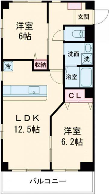 フィネス河南(2LDK/2階)の間取り写真