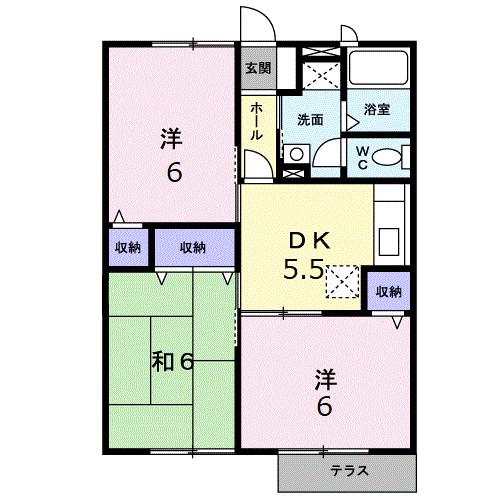 エスポワール大刀洗III(3DK/1階)の間取り写真