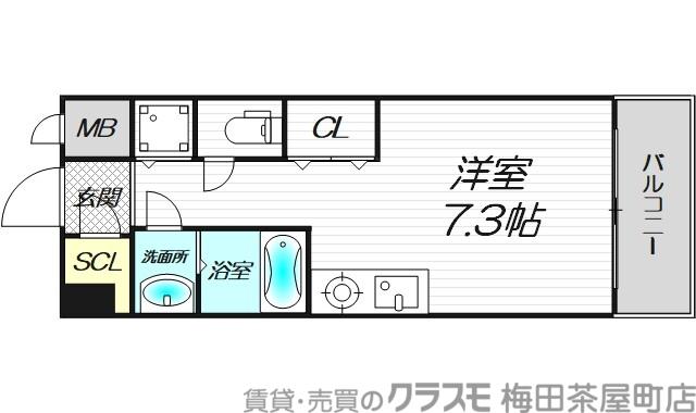 BPRレジデンス本町東(ワンルーム/10階)の間取り写真