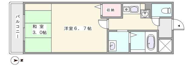 エースハイム染井(1K/2階)の間取り写真