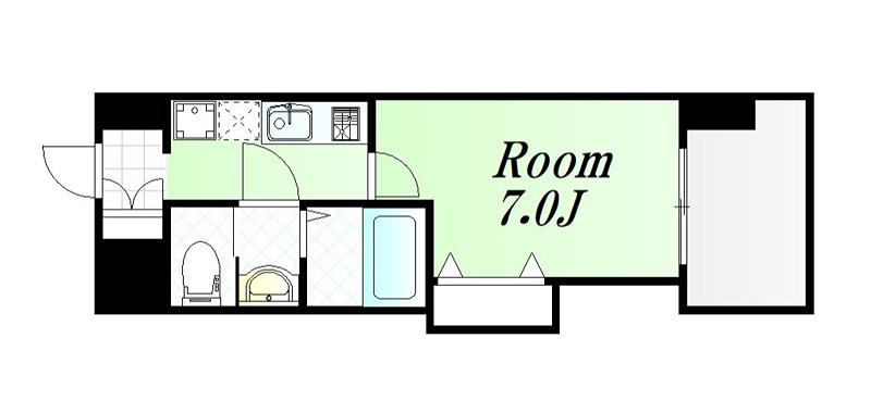 LUXE新大阪イーストII(1K/2階)の間取り写真