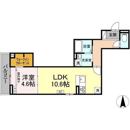 D-ROOM大和町(1LDK/3階)の間取り写真