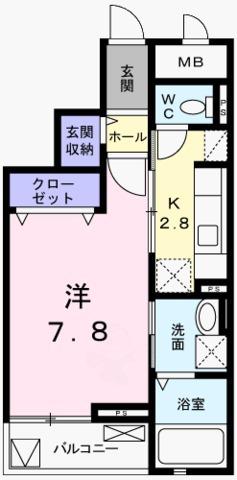フィレール デュ トラジャVII(1K/3階)の間取り写真