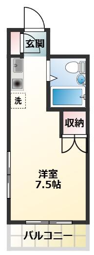 マンションソーキII(ワンルーム/3階)の間取り写真