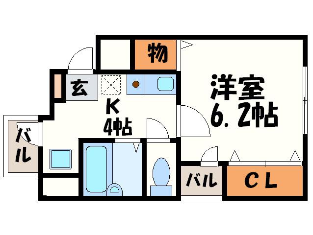 PLイースト大橋IV(1K/4階)の間取り写真