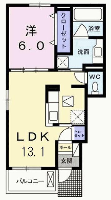 ベル フルールII(1LDK/1階)の間取り写真