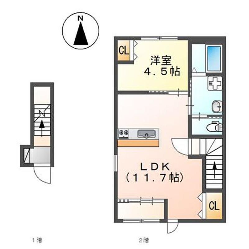 アイテラス所沢(1LDK/2階)の間取り写真