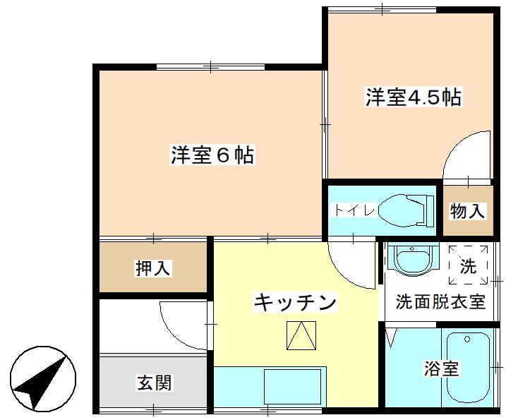 加藤アパート(2K/1階)の間取り写真
