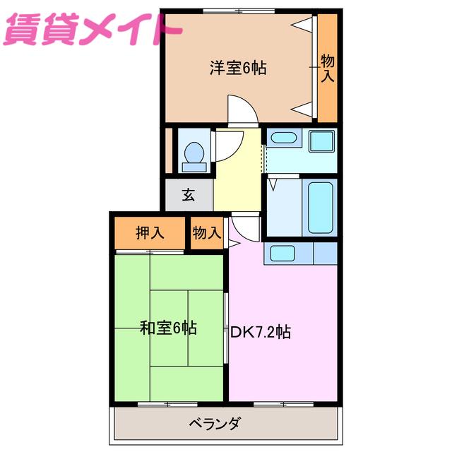 ファミーユ小杉(2DK/3階)の間取り写真