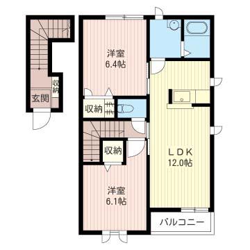 リバティー2番館(2LDK/2階)の間取り写真