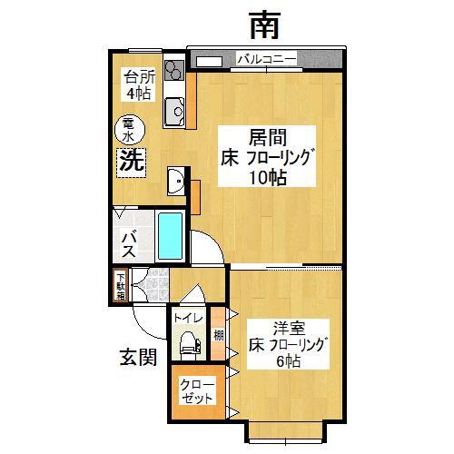 アンビエンテ大内(1LDK/2階)の間取り写真